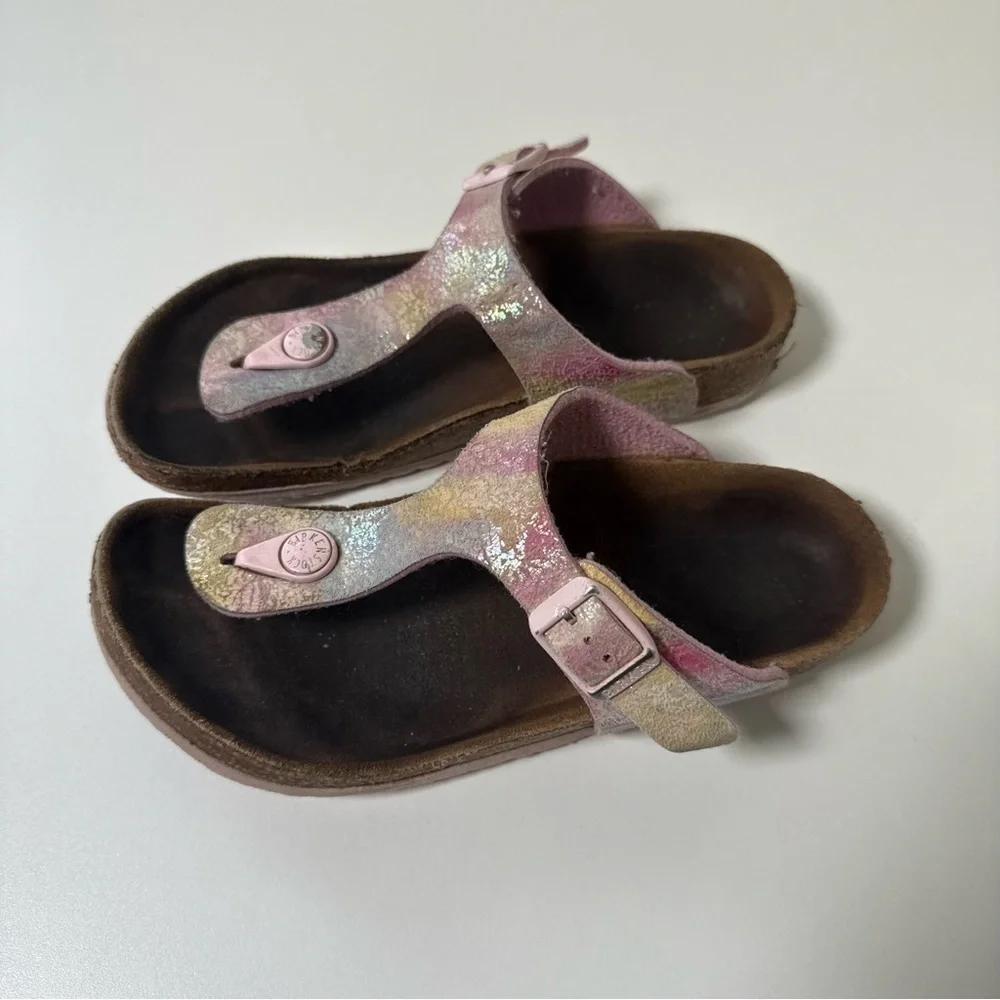 Birkenstock Pink Kids Glittery Sandals Girls Size 33 US Size 2